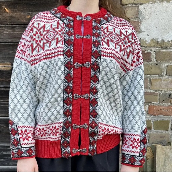 Dale Of Norway CASPER Vintage Norwegian Wool Cardigan Sweater Size Medium - Picture 10 of 10